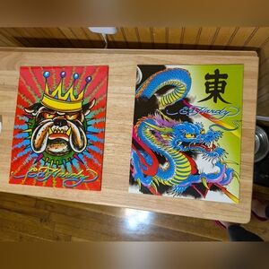 2 Vintage Ed Hardy by Lisa Frank Paper Portfolio 90s School Folders Dog Dragon
